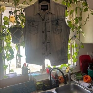 Majestic Light Gray Denim Vest